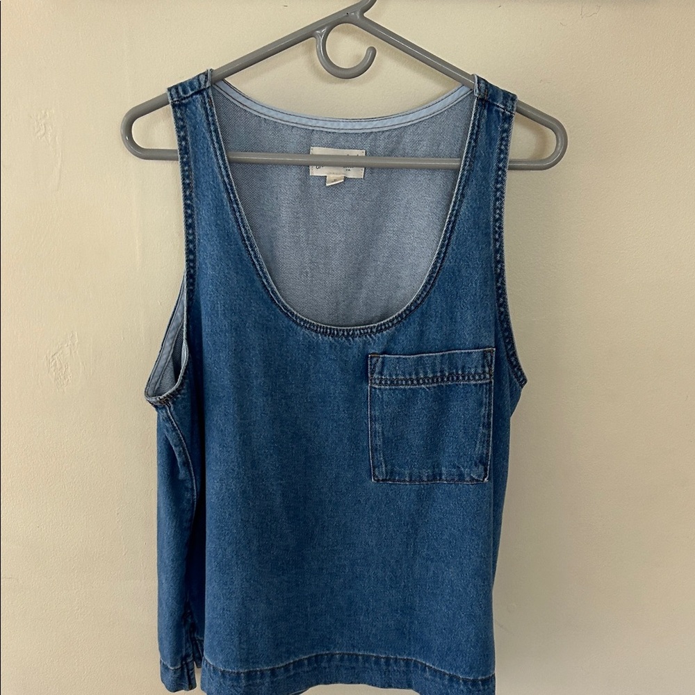 Universal Thread Denim Tank with Chest Pocket - Medium Blue